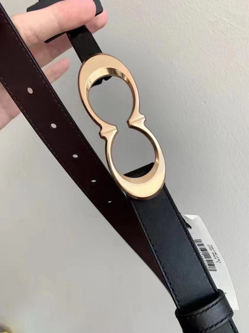 Coach Black Leather Belt with Gold Signature Double-Hook Buckle - Picture 1 of 6